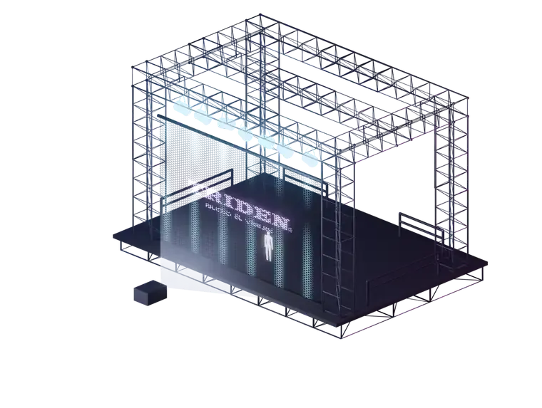WonderWall ステージ設置のしくみ（3Dアイソメ）
